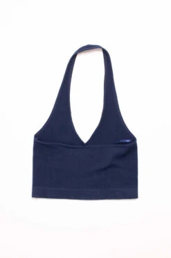 Navy Blue Seamless Deep V Halter Neck -Swimsuit Closet Sales Store navy blue seamless deep v halter neck 4 97683.1666807060