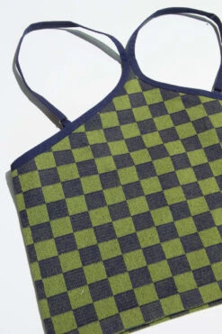 Green Checkered Seamless Y Neck Crop Cami -Swimsuit Closet Sales Store new womens products flatlat 5 80200.1666805831