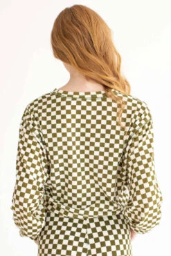 Olive Checkered Crop Sweatshirt -Swimsuit Closet Sales Store olive checkered crop sweatshirt 1 05842.1666807688