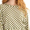 Olive Checkered Crop Sweatshirt