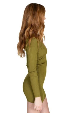 Olive Green Ring Long Sleeved Dress -Swimsuit Closet Sales Store olive green ring long sleeve dress 4 86270.1673287422