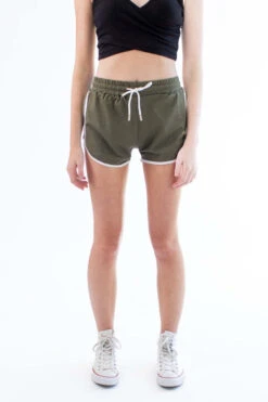 Olive Mesh Side Dolphin Shorts