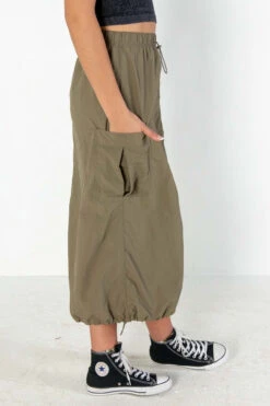 Olive Nylon Cargo Maxi Skirt -Swimsuit Closet Sales Store olive nylon cargo maxi skirt 4 04756.1676390860