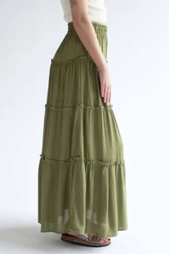 Olive Ruffle Tiered Maxi Skirt -Swimsuit Closet Sales Store olive ruffle tiered maxi skirt 3 39022.1666805810