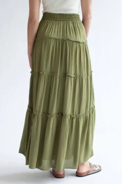 Olive Ruffle Tiered Maxi Skirt -Swimsuit Closet Sales Store olive ruffle tiered maxi skirt 4 68054.1666805828