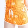 Orange Checkered Daisy Dolphin Shorts