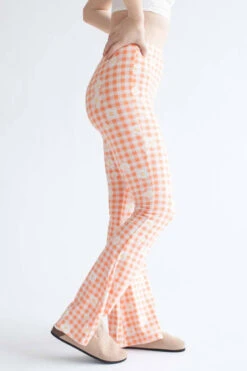Orange Daisy Gingham Bell Bottoms -Swimsuit Closet Sales Store orange daisy gingham bell bottoms 3 36667.1666808960