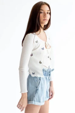 Paper Bag Drawstring Waist Denim Shorts