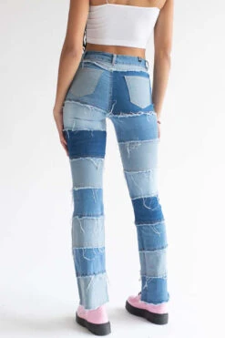 Patchwork Stretch Denim Bell Bottoms -Swimsuit Closet Sales Store patchwork stretch denim bell bottoms 1 85388.1666807718