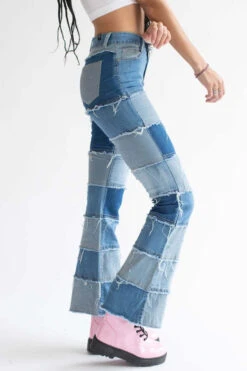Patchwork Stretch Denim Bell Bottoms -Swimsuit Closet Sales Store patchwork stretch denim bell bottoms 6 10661.1666807651