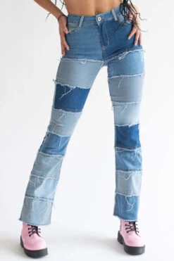 Patchwork Stretch Denim Bell Bottoms -Swimsuit Closet Sales Store patchwork stretch denim bell bottoms 7 23804.1666807759