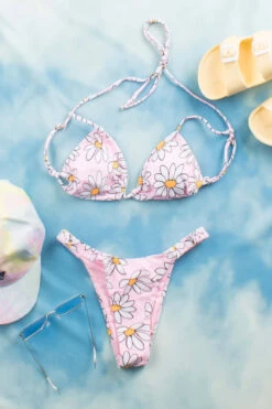 Pink Daisy Cheeky Bikini Bottom