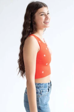 Red Embroidered Flower Seamless Notch Tank -Swimsuit Closet Sales Store red embroidered flower seamless notch tank 3 93261.1692377642