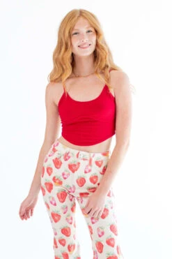 Red Ribbed Underlined Bust Cami