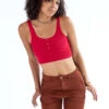 Red Seamless Henley Tank Top