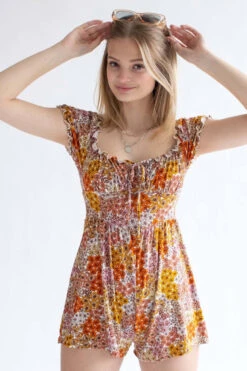 Retro Floral Milkmaid Romper