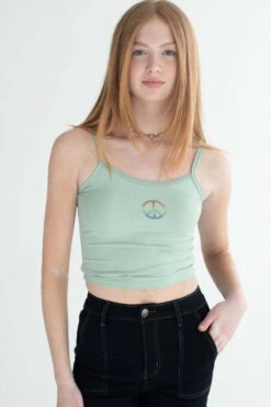 Sage Rainbow Peace Sign Cami