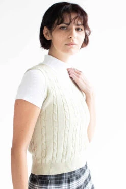 Sage Soft Cable Knit Sweater Vest
