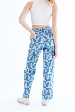 Checkered Butterfly Print Jeans -Swimsuit Closet Sales Store sample butterfly check jeans 4 17847.1666806257