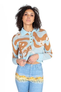 Sky Blue Mushroom Pullover Sweater