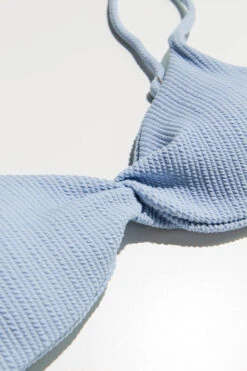 Sky Blue Twist Front Ribbed Bikini Top -Swimsuit Closet Sales Store sky blue twist front ribbed bikini 2 76684.1693940240