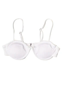 White Ribbed Underwire Bikini Top
