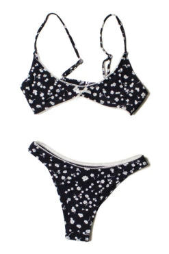 Black & White Floral Lace Trim Bikini Top -Swimsuit Closet Sales Store swimsuits 16 47145.1682094551