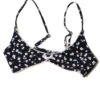 Black & White Floral Lace Trim Bikini Top