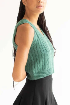 Teal Cable Knit Sweater Vest -Swimsuit Closet Sales Store teal cable knit sweater vest 4 46449.1692389810
