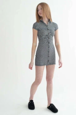 Tripping Checkers Ruched Shirt Dress -Swimsuit Closet Sales Store tripping checkers ruched shirt dress 1 41630.1692308453