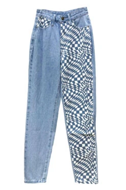 Trippy Checkered Leg Jeans -Swimsuit Closet Sales Store trippy checkered leg jeans 1 49232.1666807878