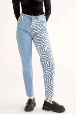 Trippy Checkered Leg Jeans -Swimsuit Closet Sales Store trippy checkered leg jeans 2 1 22824.1666807935