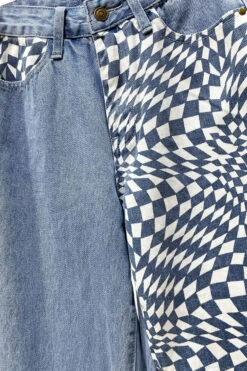 Trippy Checkered Leg Jeans -Swimsuit Closet Sales Store trippy checkered leg jeans 2 84251.1666807894