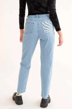 Trippy Checkered Leg Jeans -Swimsuit Closet Sales Store trippy checkered leg jeans 4 66381.1666807832