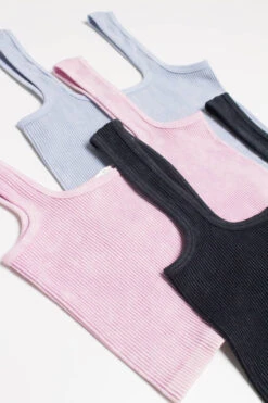 Blue Washed Seamless Crop Tank
