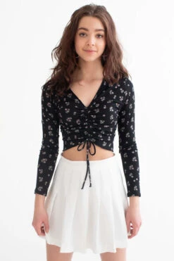 White Stretch Pleated Skirt