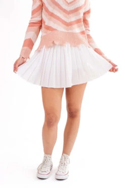 White Stretch Pleated Skirt W/ Shorts