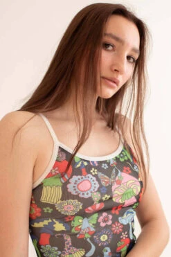 White Trim Psychedelic Mushrooms Mini Dress