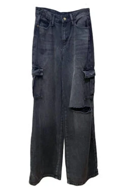 Wide Leg Cargo Pocket Jeans -Swimsuit Closet Sales Store wide leg cargo pocket black jeans 1 52876.1666805871