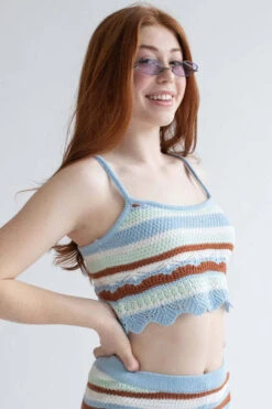 Windsurfer Striped Crochet Cami & Shorts Set -Swimsuit Closet Sales Store windsurfer striped crochet set 4 61511.1692387078