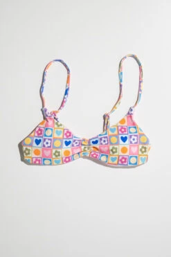 Checkered Spring Shapes Bikini Top -Swimsuit Closet Sales Store womens swim flatlay 1 10 89046.1666806979