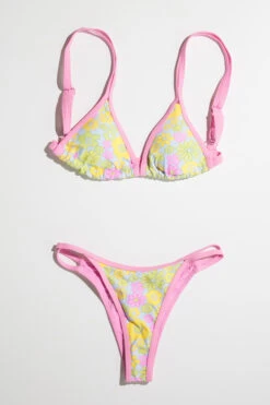 Pink 70s Floral Bikini Bottom