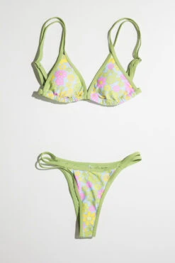 Lime 70s Floral Bikini Top -Swimsuit Closet Sales Store womens swim flatlay 1 17 91629.1666809079
