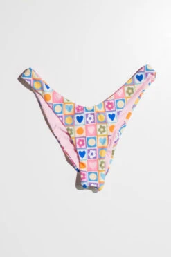 Checkered Spring Shapes Bikini Bottom