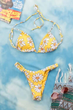 Yellow Daisy Cheeky Bikini Bottom -Swimsuit Closet Sales Store yellow daisy string bikini top 1 76634.1666809235