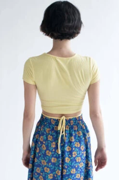 Yellow Rhinestone Smiley Tie Waist Tee -Swimsuit Closet Sales Store yellow rhinestone smiley tie waist tee 4 50704.1692377995